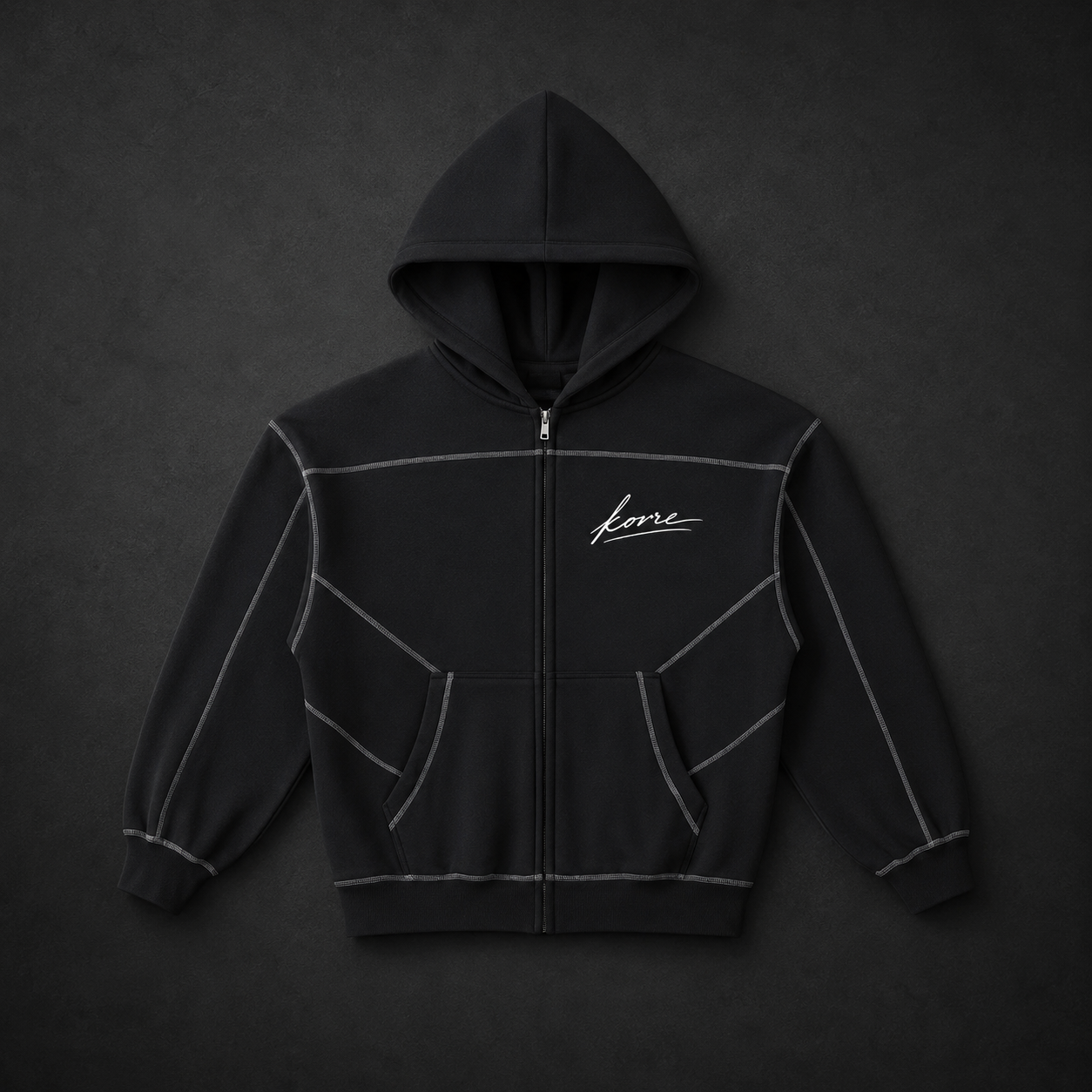 KORRE Zip Hoodie — Black